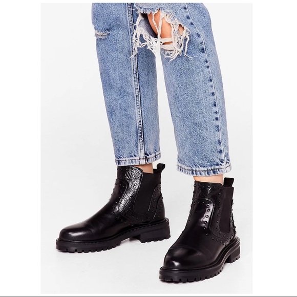 Nasty Gal Shoes Nasty Gal Studded Ankle Western Chunky Boots Poshmark